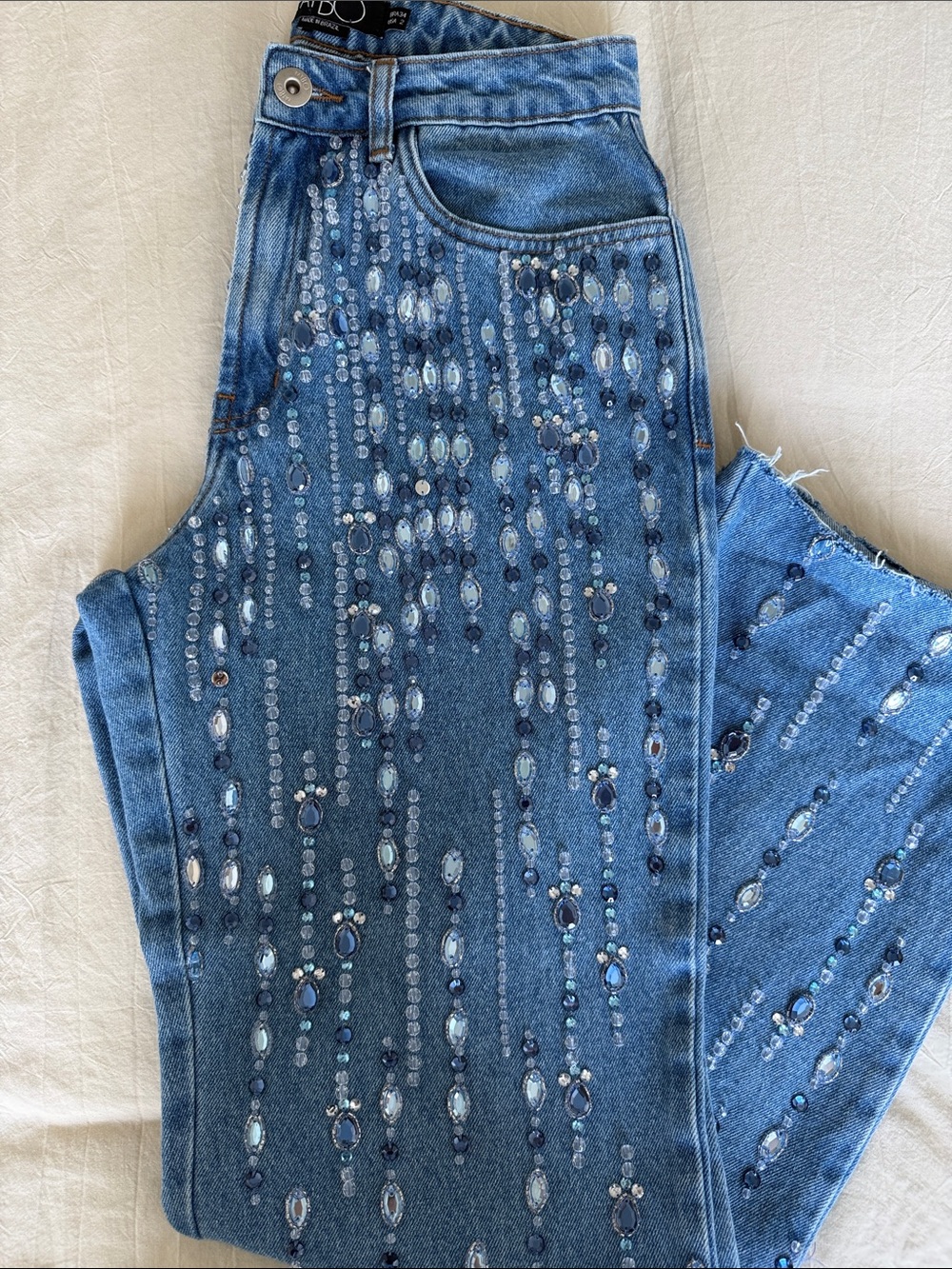 PatBO Hand-Beaded Denim Pants